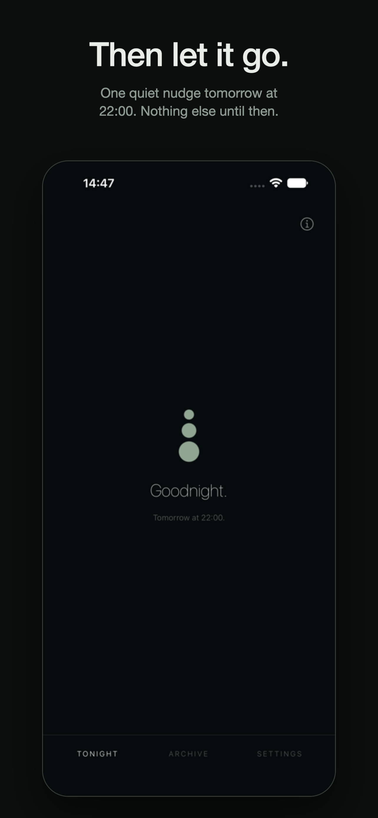 Cairn evening screen after recording three things