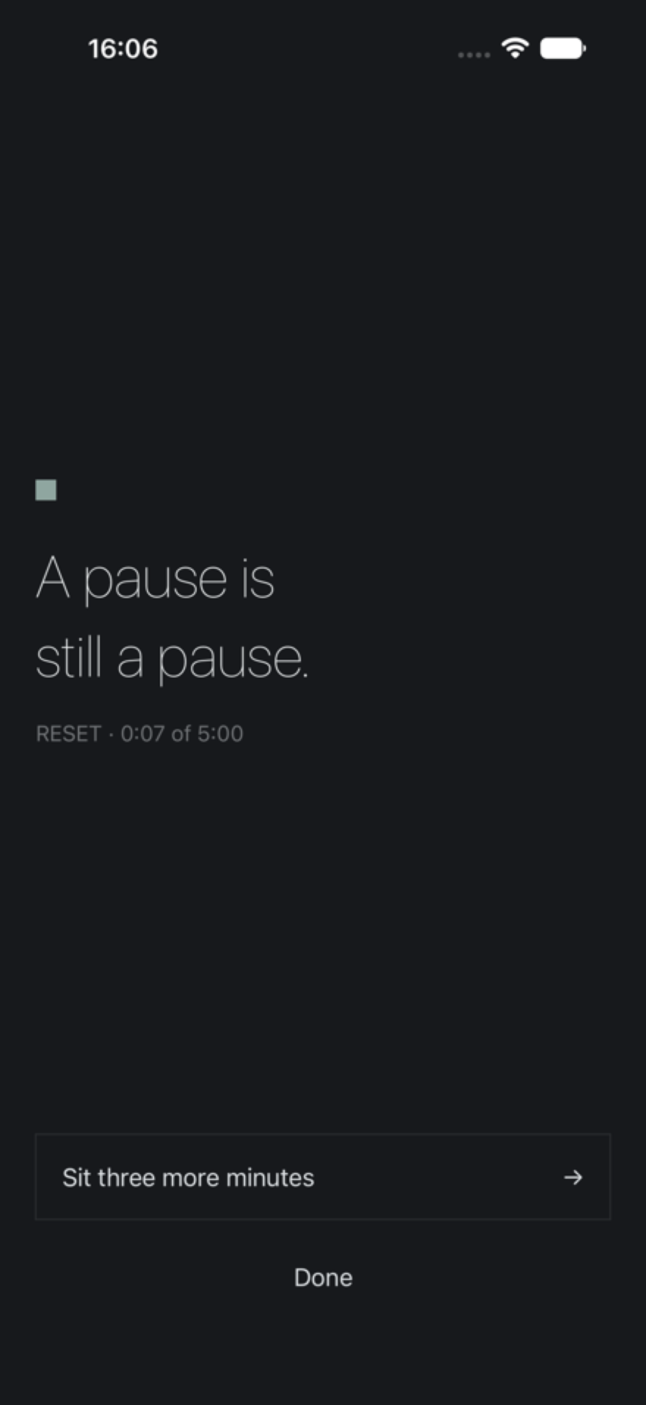 Meridian post-session screen showing the end of a gradual wake